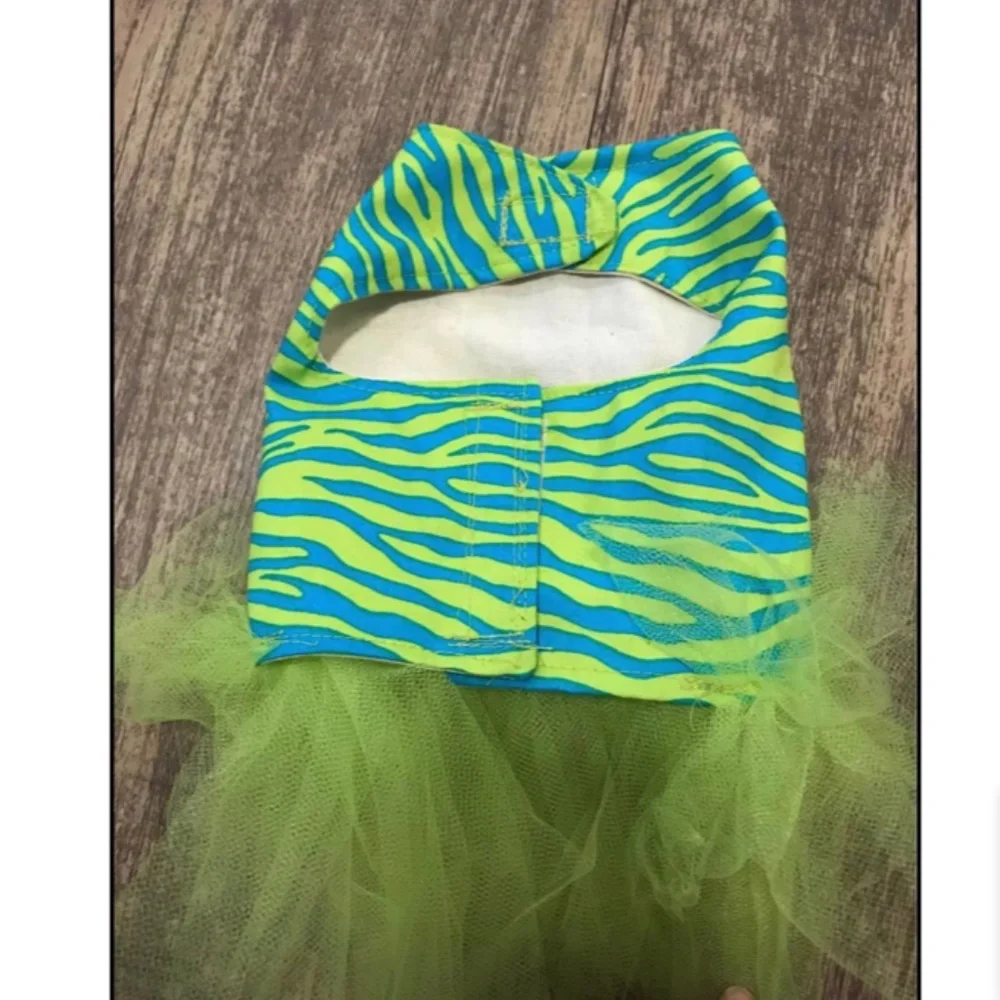 Yellow & Blue Zebra Print Tutu Dog Dress Size: Small - Picture 2 of 3